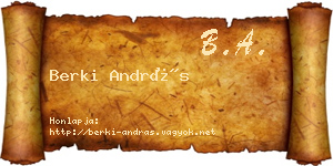 Berki András névjegykártya