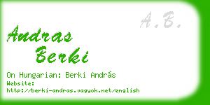 andras berki business card
